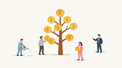 Fototapeta premium People nurturing a money tree