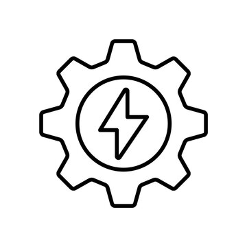 Electrical vector icon. Power energy gear and mechanical symbol. Outline vector illustration