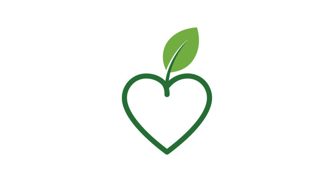 Green heart shaped apple logo symbol.