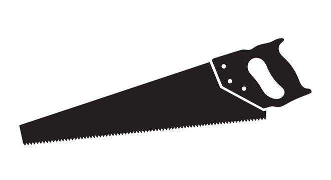 A black silhouette illustration of a traditional two handled hand saw