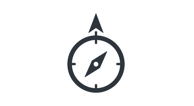 A simple black compass icon on white.