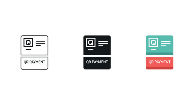 QR code payment icons in white, black, and color variations