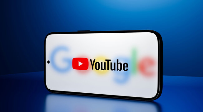 YouTube Logo on Modern Smartphone Screen, Google