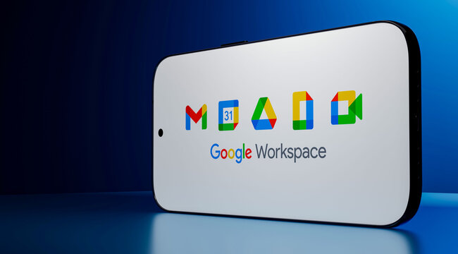 Google Workspace Logo on Modern Smartphone Screen