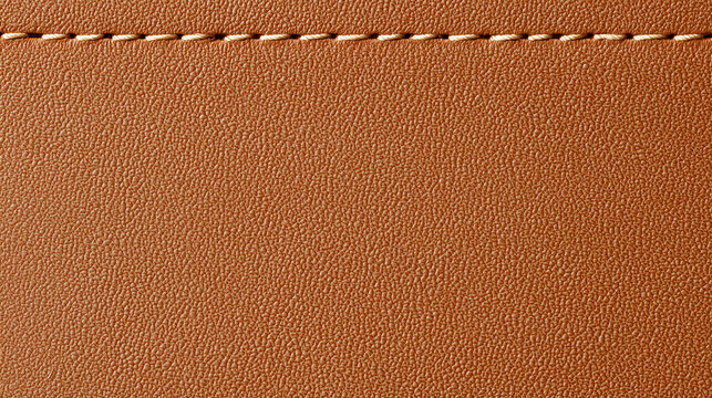 High quality brown faux leather texture background with top stitching