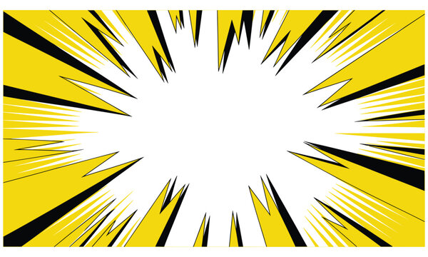 Dynamic yellow and black comic book style action burst graphic for manga and graphic novel background elements with sharp speed lines