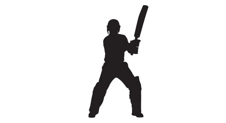 Silhouette of a cricket batsman preparing to hit a ball © MdMosharef