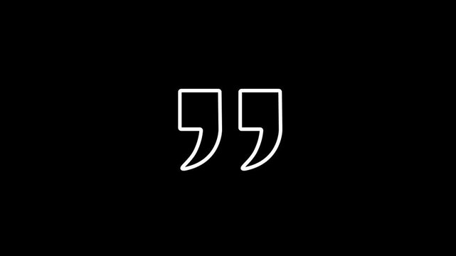 Minimalist animation of lines forming black quotation marks. Perfect for quote overlays, typography projects. coma icon