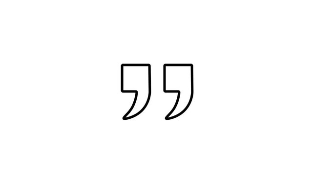Minimalist animation of lines forming black quotation marks. Perfect for quote overlays, typography projects. coma icon