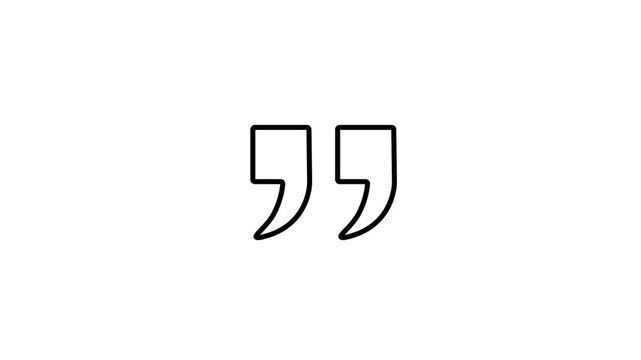 Minimalist animation of lines forming black quotation marks. Perfect for quote overlays, typography projects. coma icon