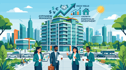Fototapeta premium Business professionals in city investment.