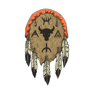 Decorative Tribal Shield with Symbolic Patterns