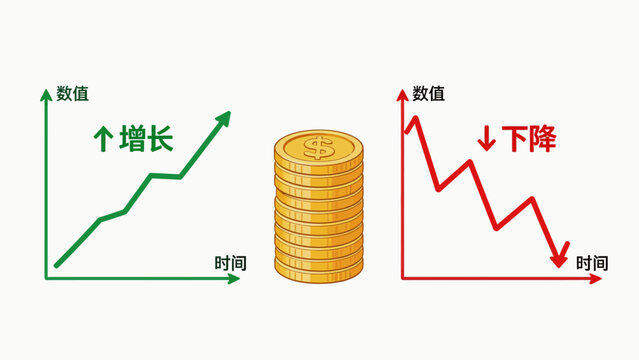 Graphs showing growth and decline