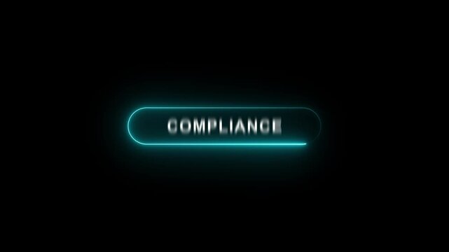 Glowing neon interface and select button Compliance. Business concept.4k motion graphics video