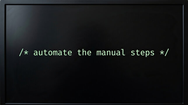 automate manual steps code programming technology screen text computer software automation command script developer coding digital interface message instruction system data input output process