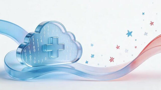 Cloud computing symbol with binary code