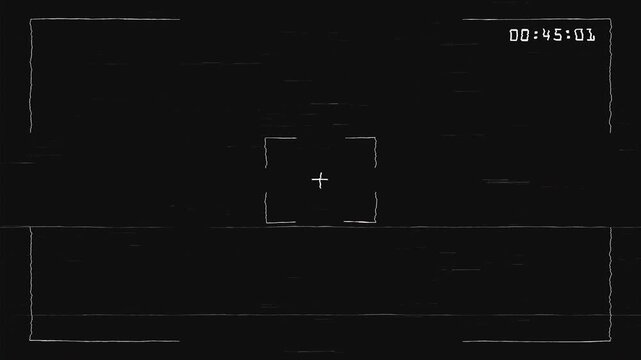 VHS Frame Overlay with Timecode Display and Static Glitch, CRT Noise Texture Retro Video Effect Minimal Style 4K