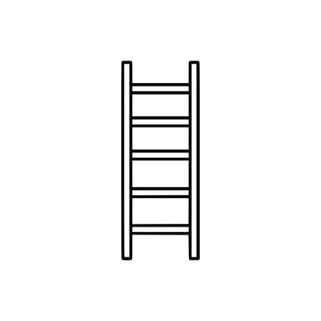 A simple black and white depiction of a vertical extension ladder against a plain background