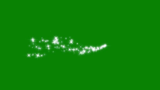 Luxury white glitter sparkle animation, fairy dust, glowing star particles burst, twinkling shimmer line effect, doodle stars motion, green screen background, 4k loop.