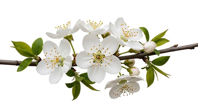 Delicate white cherry blossoms on a branch with cherry blossom white flower tree blossom japanese cherry sato cherry fruit tree ornamental tree spring flower white petals green leaves