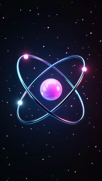 abstract 3d digital art of subatomic particles and energy rings on black background