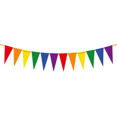Fototapeta premium Colorful pennant banner symbolize celebration on a string outdoors