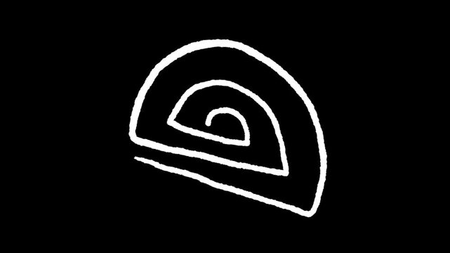 Spiral Symbol on black background: A simple and elegant spiral symbol stands out against a stark black backdrop. This minimalist design evokes a sense of mystery and intrigue.