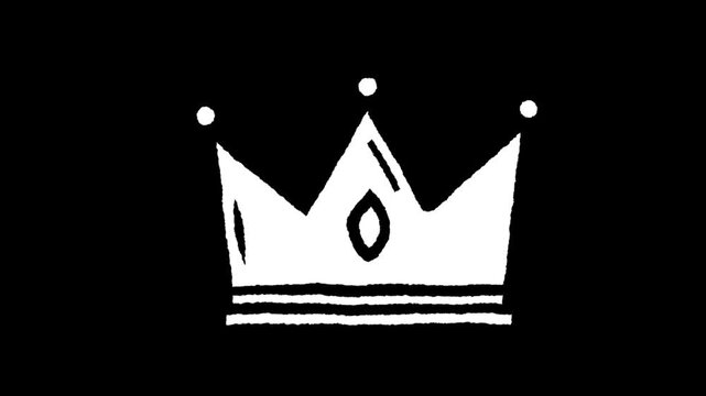Regal Crown Design: A minimalist illustration of a majestic crown, rendered in stark monochrome, exuding an air of royalty, authority, and power.