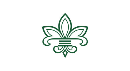 Green minimalist fleur de lis logo on white background © Nur