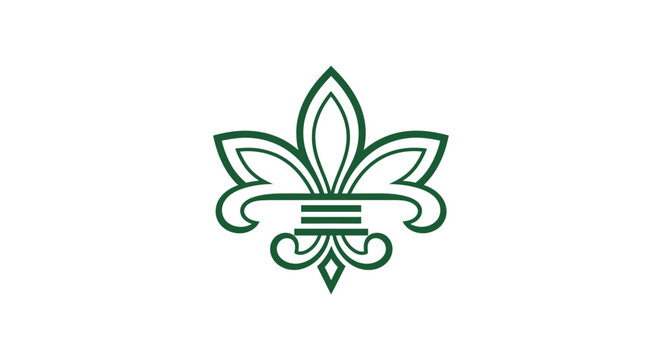 Green minimalist fleur de lis logo on white background