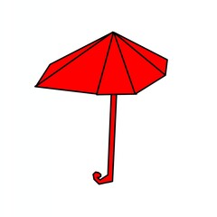 Obraz premium Minimalist red umbrella illustration isolated against a solid black background.