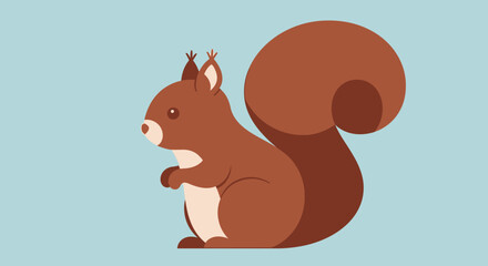 Funny cartoon vector illustration of a cute happy brown squirrel with a nut and acorn on a nature branch design featuring a wild mammal rodent with a furry tail in a fun wildlife art drawing © AHMAD KHOIRI