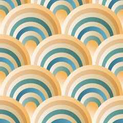 Scallop pattern with teal and golden gradients © Calm_Ease