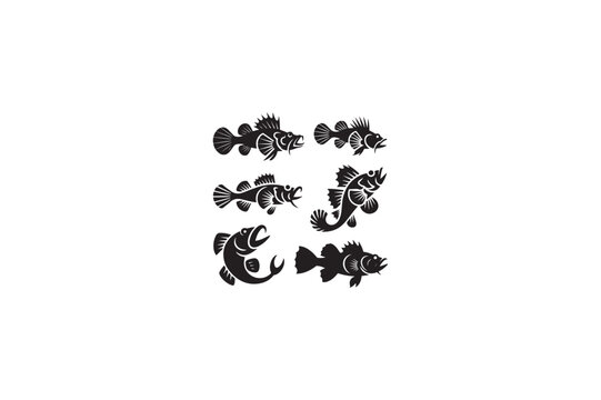 Scorpion fish various style vector silhouettes black color image.