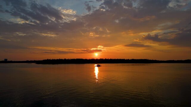 Aerial Drone View of Sunset at Hietaranta Beach