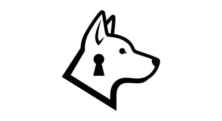 Minimalist dog head profile with integrated keyhole icon © sri