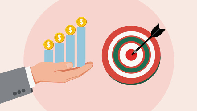 Hand holding coins near dartboard