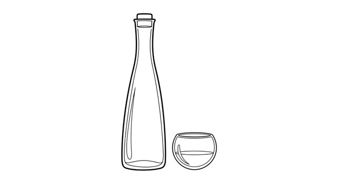 Glass bottle and small glass.