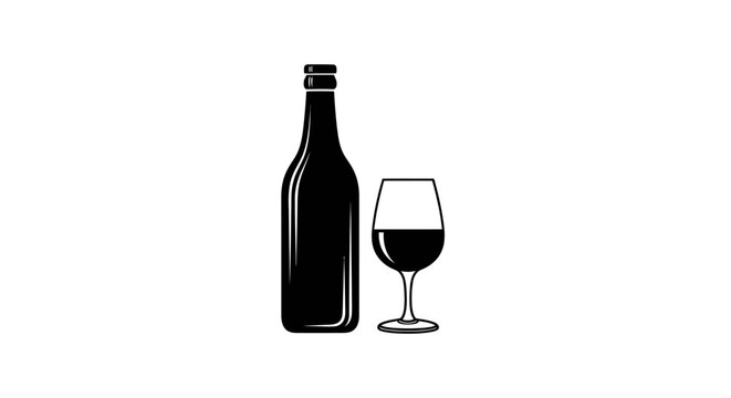 Wine bottle and glass icon.
