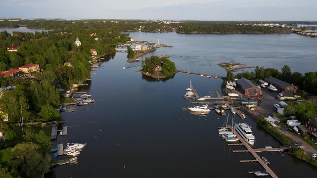 Aerial Drone View of Kulosaari on a Beautiful Summer Day