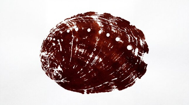 Japanese abalone Awabi shell Gyotaku red ink marine art