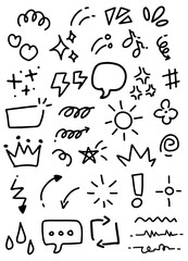 Fototapeta premium Hand Drawn Doodle Elements Set – Abstract Symbols, Icons and Decorative Sketch Collection