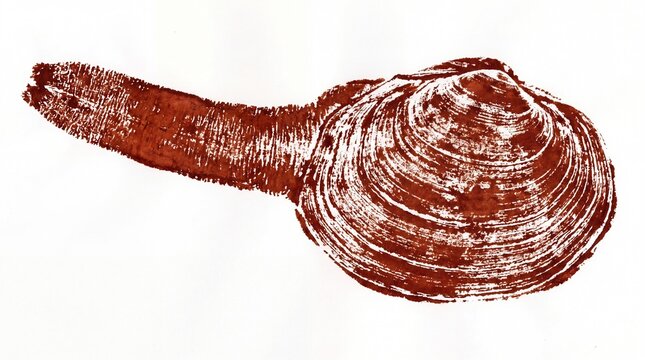 Mirugai geoduck clam Gyotaku vermillion ink print