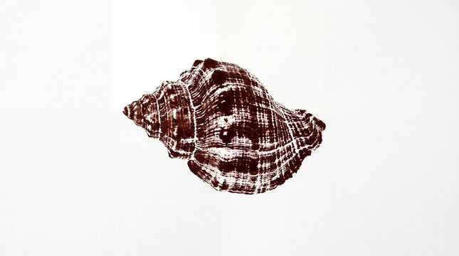 Japanese true whelk Tsubugai Gyotaku red ink marine art