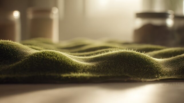 Abstract green textured surface waves creating natural pattern for design
