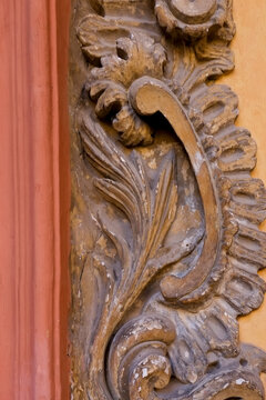 Ornate carved scroll architectural detail