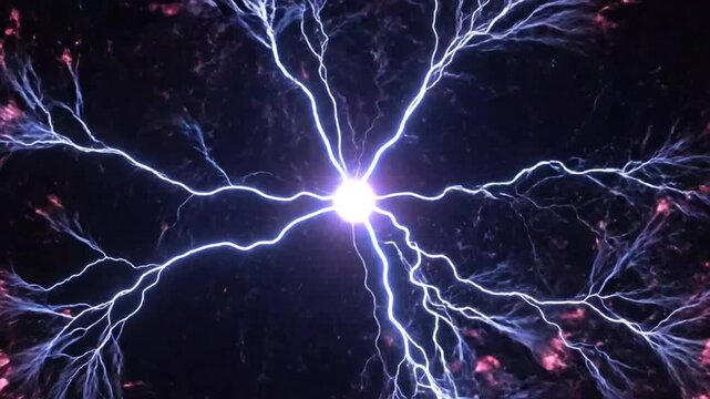 Abstract Plasma Display with Glowing Energy and Electric Discharge Effect in Dark Space
