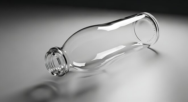 Transparent glass bottle on minimal background