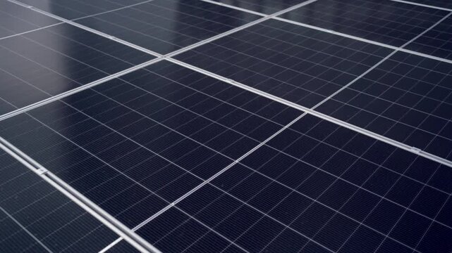 High angle view of photovoltaic solar cells in large array