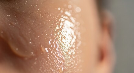 Fototapeta premium Close-up Macro Shot of Oily Skin with Glittery Shimmer.